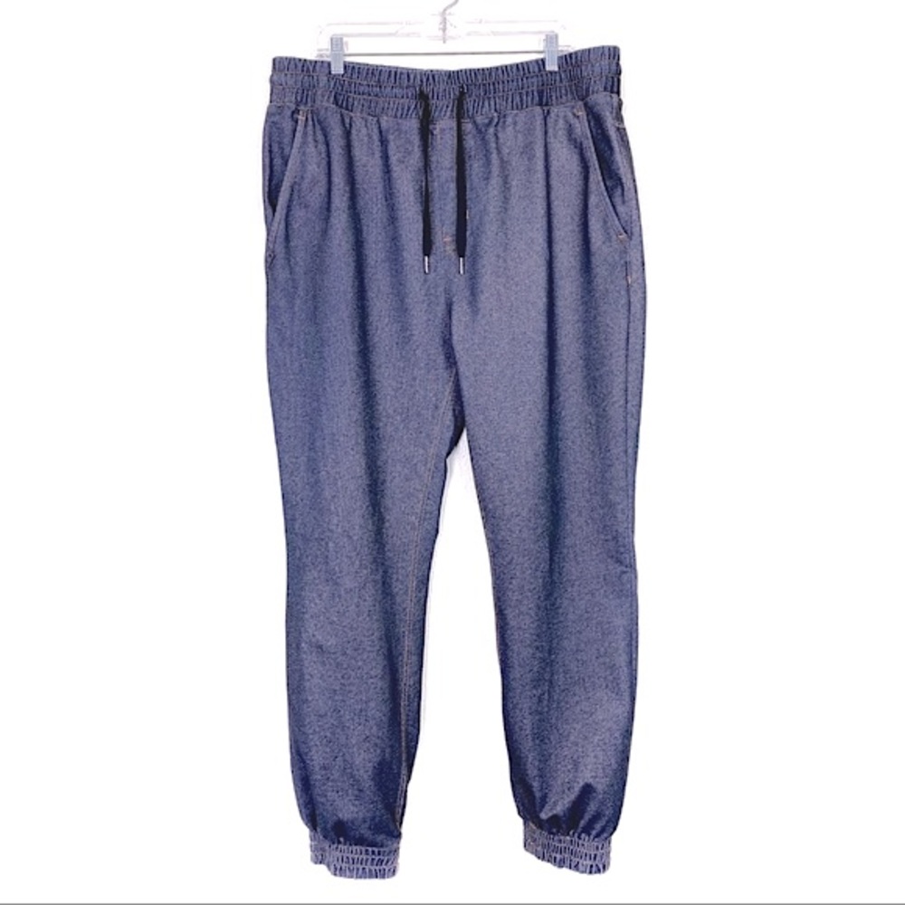 Stretch Joggers Sweats Blue XL Pull-On Denim Look Workout Pants Loungewear